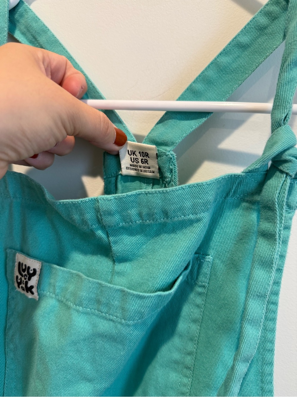 Lucy & Yak Turquoise Cotton Tie-Strap Overalls Jumpsuit Women’s Size 6 - Picture 4 of 5
